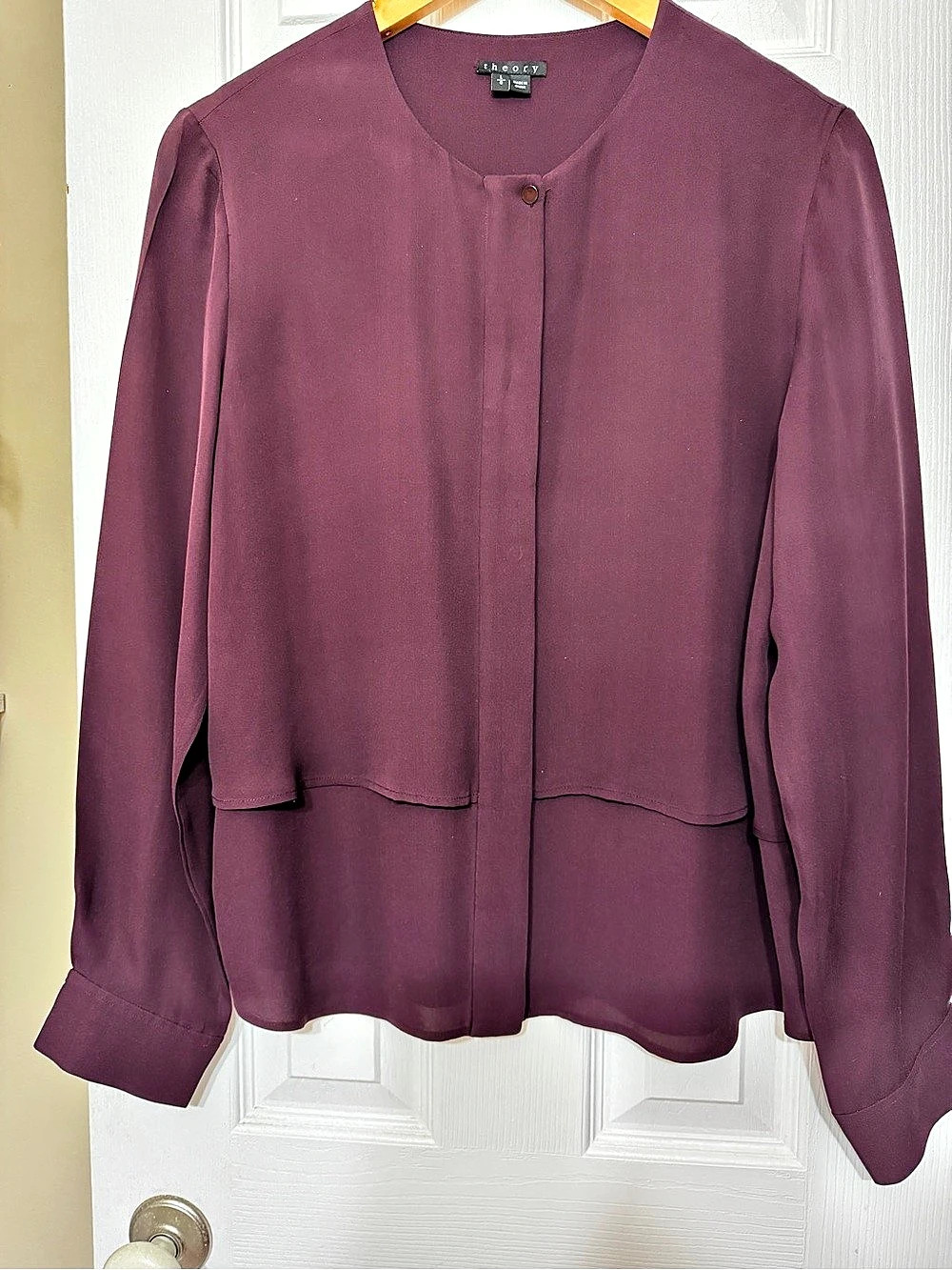 Theory Genta Alla Silk Blouse in Purple Large Like New